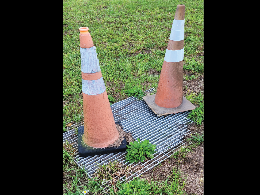 cones on drain grate