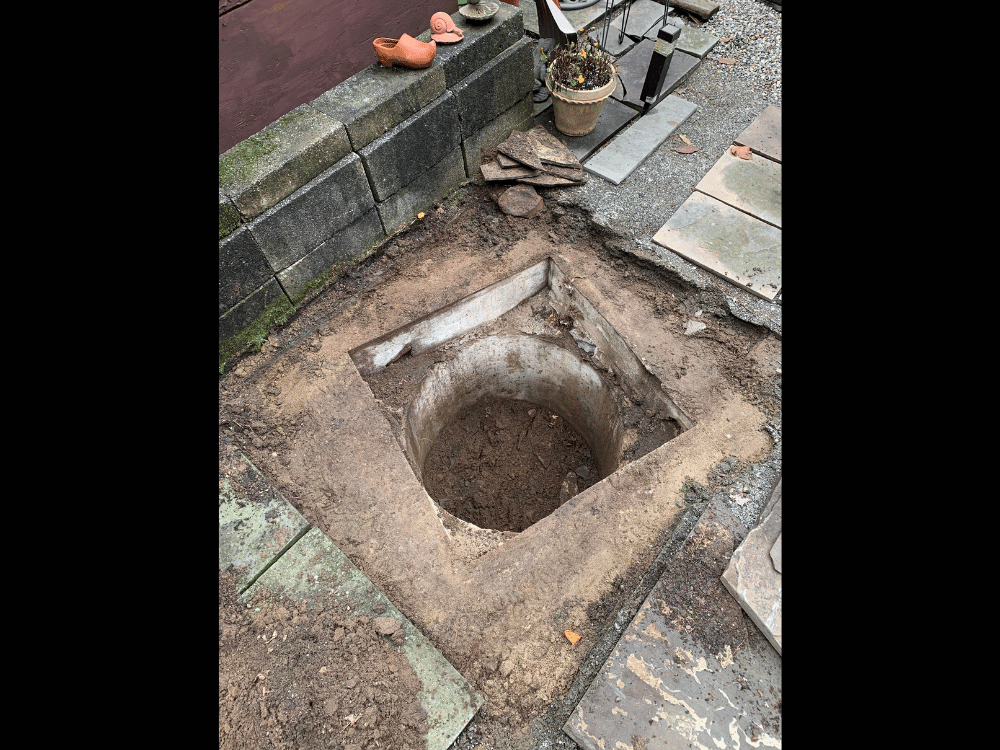 Open space when damaged manhole cover has been removed
